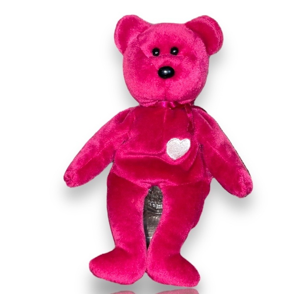 Vintage 1999 TY Beanie Babies Valentina Bear fuchsia pink P.E pellets 1965(KR)